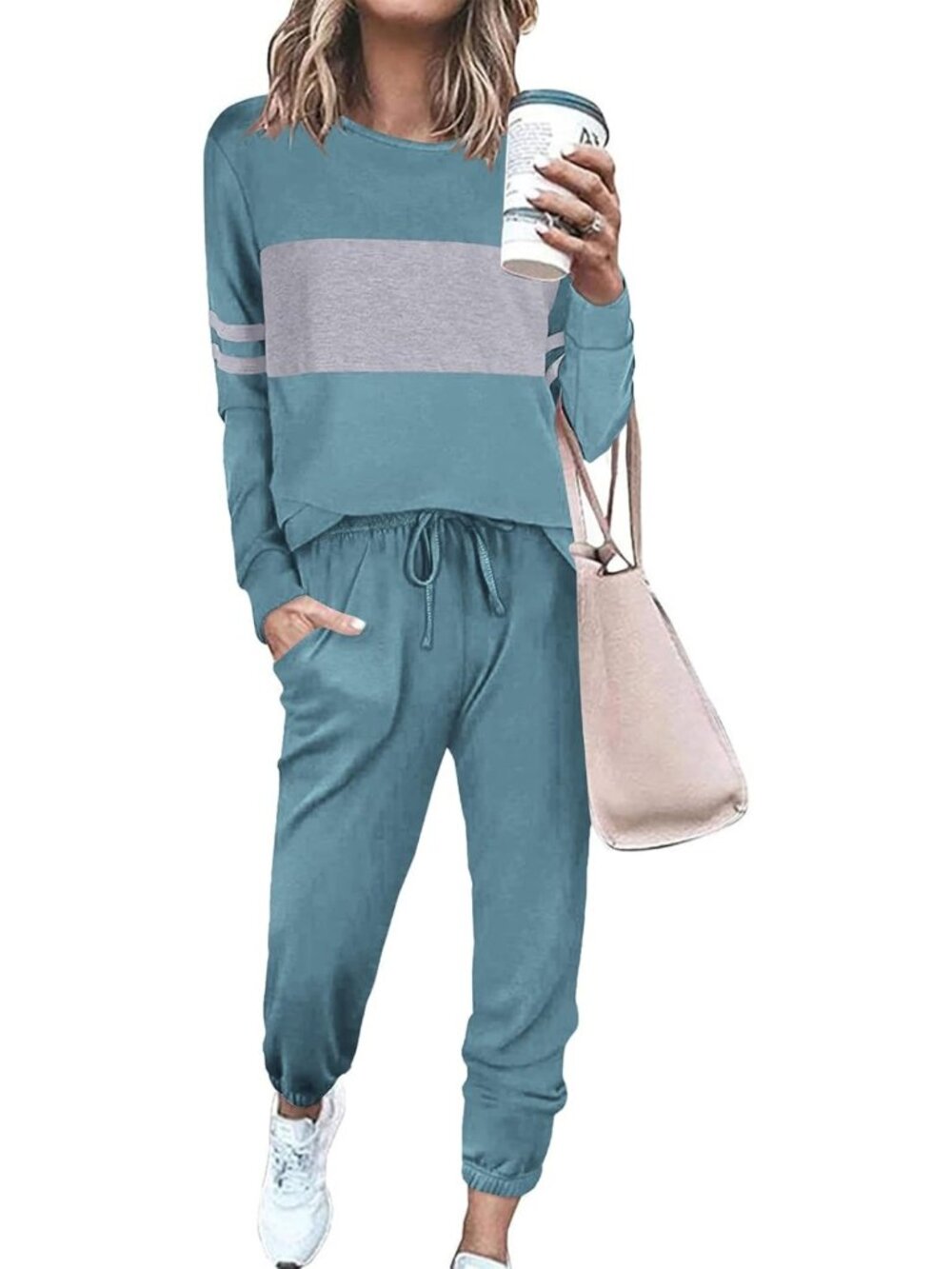 Color Block 2 Piece Tracksuit Set for Women - Stylish Athleisure Outfit